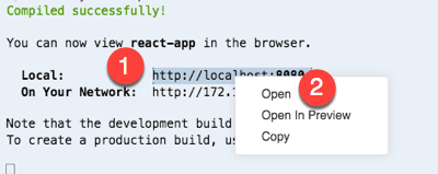 Open React App in browser on Cloud9